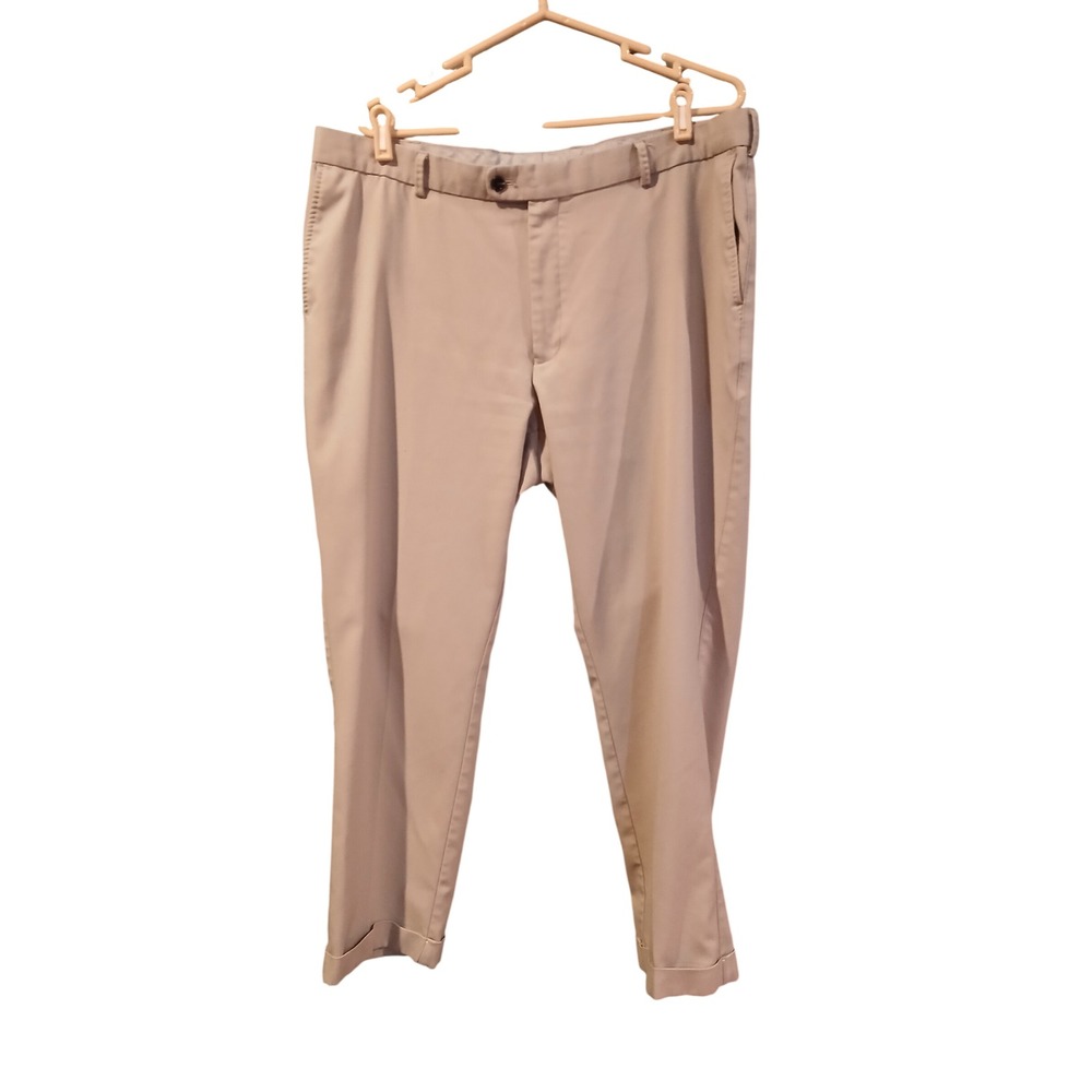 Peter Millar Tan Khaki Dress Pants Mens Flat Front Trousers Beige Crown 40W 29L